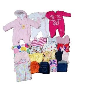 EUC HUGE Lot Baby Girls Mix Brand Clothes 20 Pieces‎ Size 0-3 Months FALL/WINTER